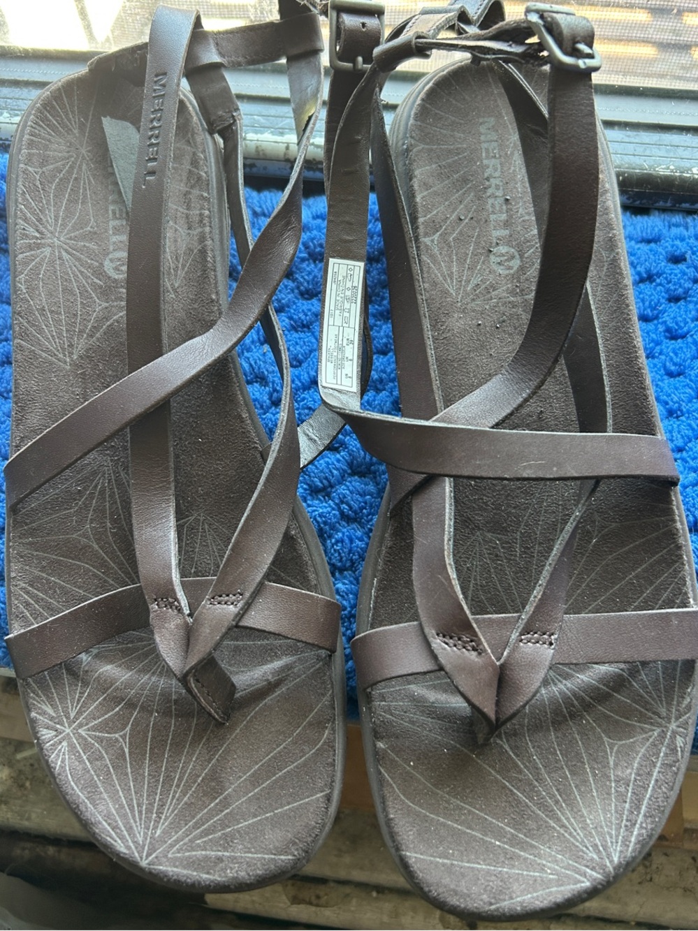 Merrell Women's Dark Brown GLADIATOR Strappy Ankle Wrap Sandals Size 8 BRAND NEW